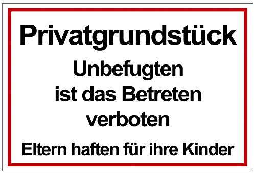 Schild Privatgrundstück aus Alu/Dibond 140x200 mm - 3 mm stark