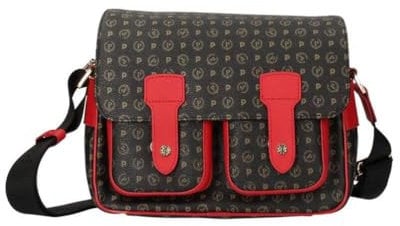 pollini BORSA TAPIRO PVC NERO +VIT.LACCA 27x15x20