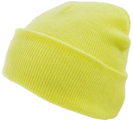Plain Yellow Casual Warm Winter Beanie Hat (Pack of 1)