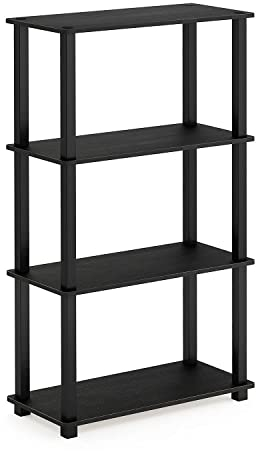Furinno Turn-S-Tube 4-Tier Multipurpose Shelf Display Rack with Square Tube, Americano/Black