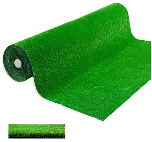 EMMEVI Gazon synthétique 2 x 24 mètres épaisseur 7 mm 100% Made in Italy Premium Drainage Imitation Gazon synthétique Tapis Jardin extérieur intérieur