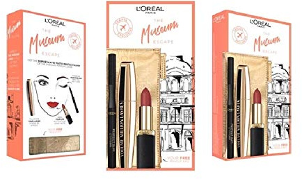 L'Oreal Paris Museum Escape Set (Mascara + Eyeliner + Lippenstift/4,5 ml + Federmäppchen)