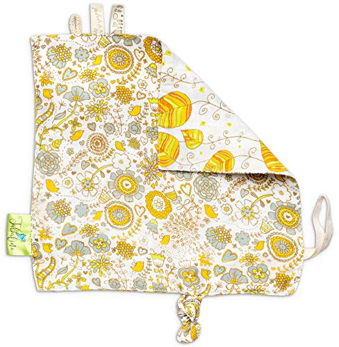 Tabalino® Schmusetuch - Schnuffeltuch Baby zum Kuscheln und Einschlafen, Größe etwa 28x28cm, Geschenk zur Geburt, Schnullertuch Junge & Mädchen, Kuscheltuch bunt (Floral Love)