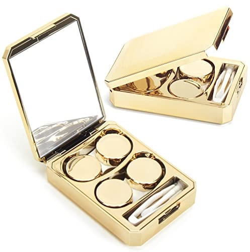 Noble Crystal Love Two couplets Contact Lens Care Vision Care Nobleness Cute Contact Lens Cases Contact Lens Set Contact Lens kit Set Colored Contact Lenses for Women (Gold)
