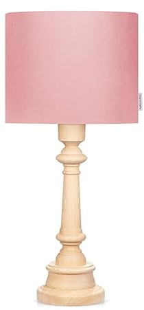 Lamps & Company Nachttischlampe Kinder, Tischlampe rosa Lampenschirm Samt, ideal für Kinderzimmer Mädchen Teenager und Baby, skandinavische Deko, passt als Schreibtischlampe, Höhe 55 cm