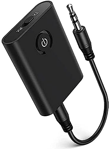 Transmetteur Bluetooth 5.0 Adaptateur Bluetooth Émetteur et Récepteur 2 en 1 Sortie Stéréo 3.5mm, Adaptateur Bluetooth Audio aptX Double Appairage pour Casque TV PC Ordinateur Enceinte