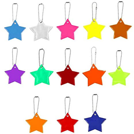 Rnitle Sicherheits Reflektor Anhänger[13 Farben],Reflektor Anhänger für Schultasche,Reflektoren Anhänger,Kinderreflektor Anhänger,Stern Sicherheits Reflektor für Schultasche Rucksack Radfahren