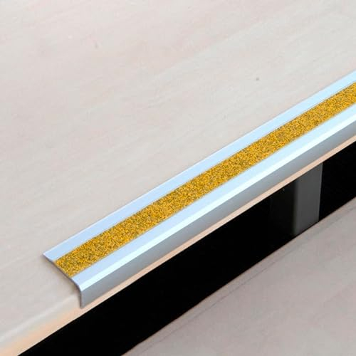 DENIOS - Treppenkante, Aluminium m2, Public 46, gelb, L = 1000 mm, zum Kleben