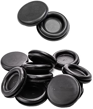 UKCable-Ties 10Pack Black PVC Rubber Closed Blind Blanking Hole Wire Cable Grommets (38mm)