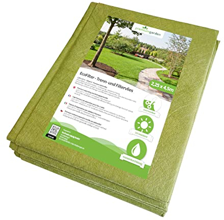 TerraGala Eco-Vlies, Drainagevlies, Grünes Vlies aus Recycling-Material, Filter- und Gartenvlies, grün, 2,25 x 4,5m, 120g/m²