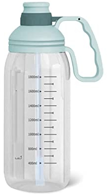 Botella de Agua Taza De Agua con Pajita, Botella De Agua De Gran Capacidad para Deportes De Fitness, Botella De Agua Portátil Resistente A Caídas, 1800ML Botella Agua