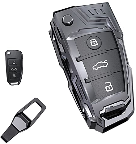 maipula Autoschlüssel Hülle für Audi A3 A1 A3 A6 Q2 Q3 Q7 TT TTS R8 S3 S6 RS3 A6, 360 Grad Schutz Schlüsseletui Grau