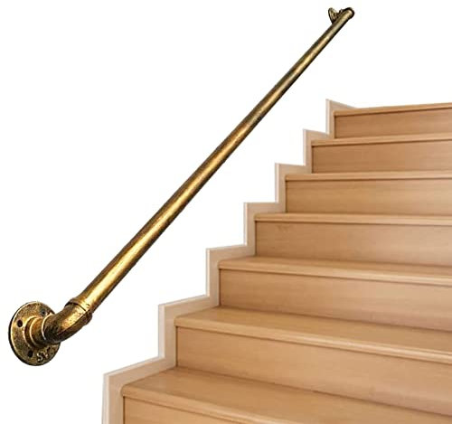 OTOEKO 1ft-20ft Treppen-Handlauf-Geländer, antikes Messing-Handlauf-Geländer aus Schmiedeeisen im Außen- oder Innenbereich, Sicherheits-Stützstange für den Korridor, eisernes Wasserrohr-Design