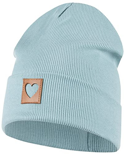 Smarilla Mütze Beanie Mädchen Damen Kinder Übergangsmütze gerippt, Größe: 50-52, Farbe: Türkis