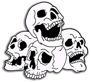 Clj Charles Le Jeune Pin's 4 Crânes - 4 Têtes De Mort - Tête de mort - qualité de finition - Epingle - Broche - Badge - PINS GOTHIQUES