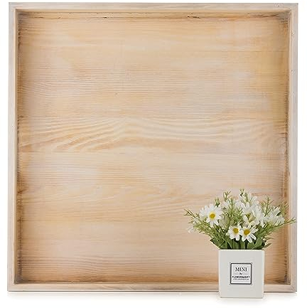 Hanobe Grand Plateau Service XXL: Plaza de 55 cm, bandeja de madera, mesa decorativa, rústica, decoración para sala de estar, otomano, cocina, madera clara quemada, BHCF0805-qingshao-55x55-1pc
