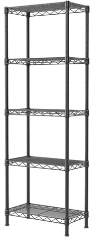 SINGAYE Metal Shelves Wire Shelving:Storage Rack Standing Units Shelf for Kitchen Laundry Bathroom Closet Organizers Pantry Narrow Mesh Adjustable 10 D x 16 W x 55 H Black