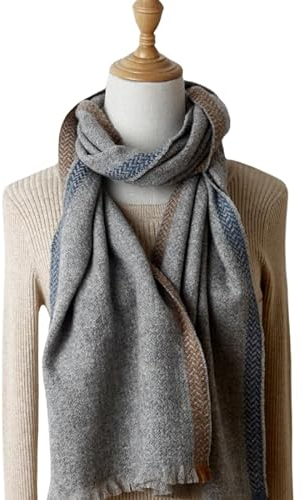 KATIAK Schal Damen Herbst Und Winter Warme Weizen Ohrmuster Bunte Rand Wollschal 35 * 190Cm-C-35 * 190Cm