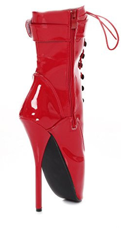 Kassiopeya Lack Ballett Stiefeletten Gr 36-46 Schwarz,rot,pink, weiß Ballerina High Heels NEU (Rot, EU Schuhgrößensystem, Erwachsene, Damen, Numerisch, M, 41)