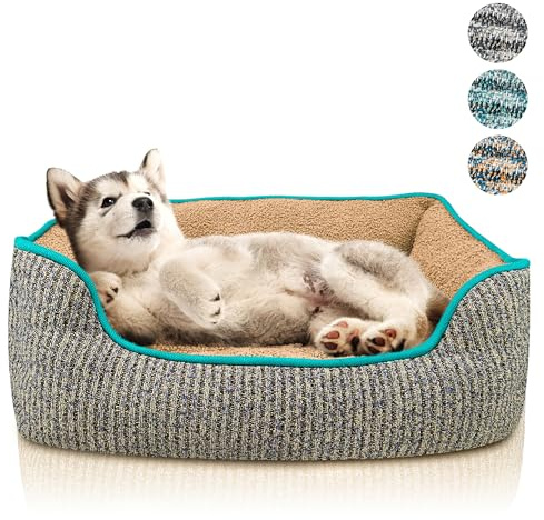 bluzelle Hundebett für kleine Hunde & Katzen, Blau, S 53x42x18 cm