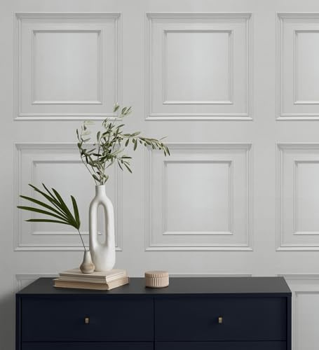 GAULAN 500682855 - Vinyltapete, Strapazierfähig, Abwaschbar. Tapete mit Holzkassetten-Design in Reliefstruktur für Wohnzimmer Küche Schlafzimmer Flur Esszimmer - Muster DIN A4