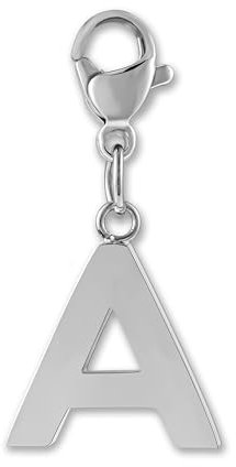 GD GOOD.designs Charms Anhänger mit Buchstabe A und Karabiner Verschluss - Initial Charm Silber aus Edelstahl für Bettelarmband - Valentinstag-Geschenk Für Sie und Ihn