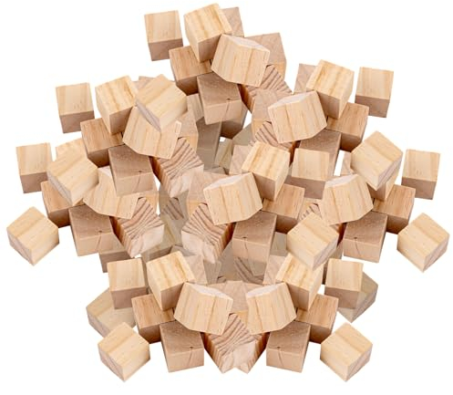 VIDETOL 80 Stück Natur Holzwürfel, 3 x 3 x 3 cm Holzklötze zum Basteln, Unbehandelte Holzklotz für Malen und DIY Handwerk