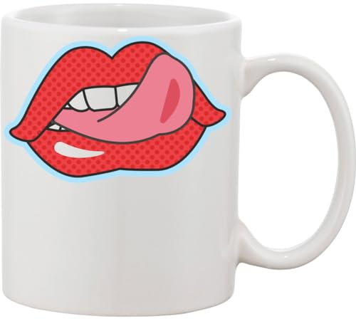 Pop Art Woman's Lips Ceramic Mug White