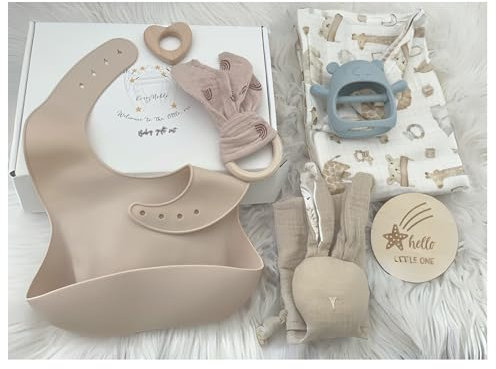 KingNoble- Baby Geschenk zur Geburt Junge und Mädchen, 5-in-1-Set (Dusty Blue)