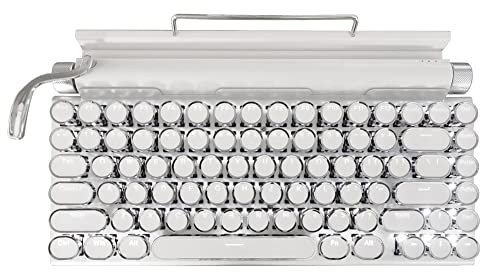 Cetfuro 83 Teclas Teclados para Juegos Teclado de MáQuina de Escribir Retro Teclado InaláMbrico Bluetooth USB Mechanical Punk Keycaps para PC, B