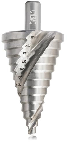CYLBAQ Step Drill Bit, HSS Spiral Grooved Step Drill Bit For Metal, Titanium High Speed Steel Cone Cutter 5mm-35mm Round Shank Metric Stepped Up Bits for DIY Lovers