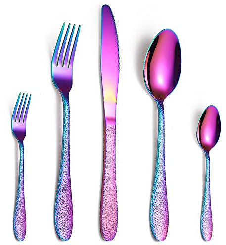 LXYDPZ Tableware 20-teiliges Besteckset aus Silber, Besteckset aus Edelstahl inkl. Messer/Gabel/Löffel, Hochglanzoberfläche, spülmaschinenfestes Tafelservice