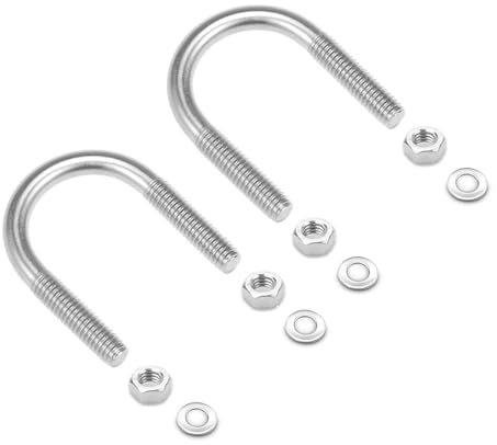 TERF® M10 X 60mm X 95mm Round U Bolts Steel U Bolt RodThread M10 (10mm) Inner Width 60mm and Length 95mm Round U Clamp Bolt with Nut and Flat Washer - Pack of 2