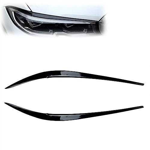 TGVSELPJ Scheinwerferblende Für BMW 3er Für G20 Für G28 Limousine 2019 2020 2021 Autoscheinwerfer Augenlider Augenbrauen ABS Glänzend Schwarze Deckel Kunststoffzubehör