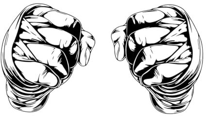 Wandaufkleber „Kickboxen, Kampfkunst“, Boxsport, Hand, Wandtattoo, Boxclub, Dekoration, Heim- und Zimmerdekoration, Wandbild, Vinyl-Aufkleber, klein – 32x57cm