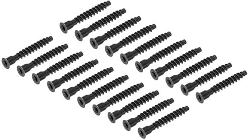 sourcing map Lot de 20 vis autotaraudeuses à tête fraisée hexagonale M7 x 50 mm en acier au carbone pour confirmation de meubles, noir