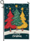 Drapeau de jardin pour sapin de Noël, drapeaux de décoration extérieure rouge, vert, jaune, drapeau de cour double face en toile de jute pour vacances d'hiver, décoration de pelouse de Noël, 30,5 x
