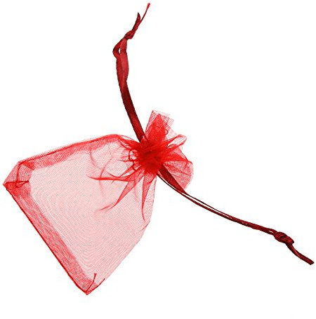 Qussedser 100X Schmuckbeutel Saeckchen Organza Beutel Rot Neu