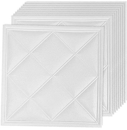 3D Tapete Wandpaneele Selbstklebend Ziegel,3D Ziegel Tapete,Steinoptik Tapete Wasserdicht Wandaufkleber,10 Stücke 30 * 30CM,DIY Wandtapete,Geeignet für Schlafzimmer,Wohnzimmer (Weiß-02, 30x30)