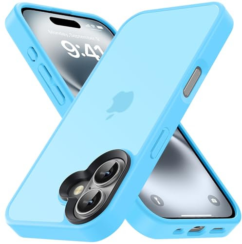Yriklso for iPhone 16 Plus Phone Case, Shockproof for iPhone 16 Plus Case, Military Grade Drop Protection, Protective Hard Back Slim Translucent, Light Blue