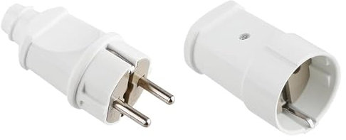 Schukostecker und Schukokupplung, Schutzkontaktstecker, 1er Pack Schutzkontakt Set mit Knickschutz, Kann für 0.5-2.5cm² Kabel, IP20, 250V, 16A