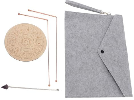Kit Spirituel de Baguettes de Radiesthésie en Cuivre, 2 Pièces de Baguettes de Divination avec Pendentif Pendule, Sac de Tapis de Divination pour la Chasse aux Fantômes, l'eau,