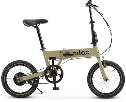 Nilox, Ebike J2, Bicicleta eléctrica Plegable, hasta 30 km de autonomía, hasta 25 km/h, Motor de 36 V/250 W y batería de 36 V-6 Ah, neumáticos de 16 x 2,1