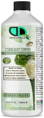 DD Teck 100% Natural Mealy Bug Repellent & Killer– Essential Oil for Plant Protection Insecticide – Safe for Pets, Humane, Effective & Pleasantly Scented– Eco-Friendly (1000ml)