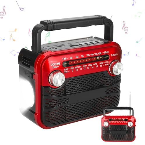 Radio Outdoor con Manivela, Radio Outdoor De Emergencia Recargable con 3 Brillo Fuente De Alimentación De Emergencia para Cortes De Energía, Camping