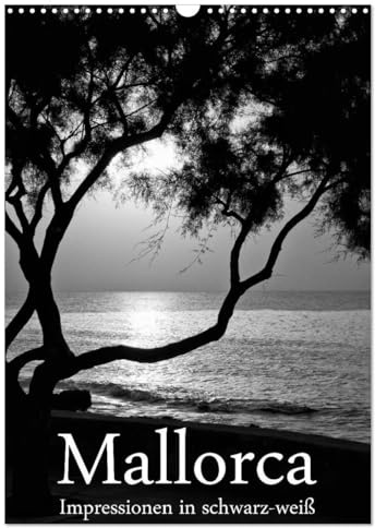 Mallorca Impressionen in schwarz-weiß (Wandkalender 2026 DIN A3 hoch), CALVENDO Monatskalender: Mallorca Kalender in schwarz-weiß (CALVENDO Natur)