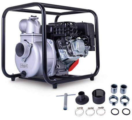 Scheppach Benzin Wasserpumpe PWP60 Gartenpumpe | Fördermenge 60000 L/h | 4 Takt Motor mit 212cm³ & 5,3PS | Förderhöhe 28m | Ansaughöhe 7m | für Klar-& Schmutzwasser | Ölmangelsicherung