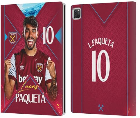 Head Case Designs Offizielle West Ham United FC Lucas Paquetá 2023/24 Erstes Team Leder-Wallet-Hülle Kompatibel mit Apple iPad Pro 12.9 2020/2021/2022