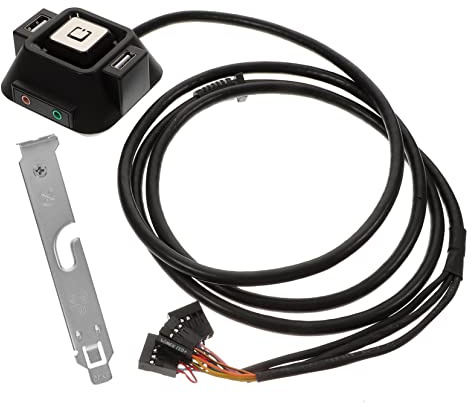 LRXIYODE Desktop Computer Power Button Extension Cable for Motherboard External PC Case Off with Dual USB and Audio Ports Suitable for Home Office Cafe and Enterprise Use