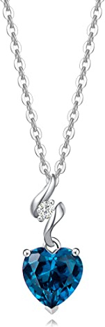FANCIME 14 Karat massives 585 Weißgold Diamant Edelstein Anhänger mit Sterlingsilber Kette 8mm Herz Geburtsstein Halskette Jubiläum Geburtstag Edles Schmuck Geschenk für Frauen Mutter Ehefrau